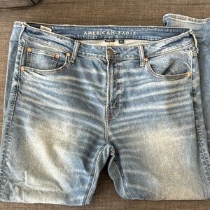AMERICAN WAGLE MENS JEANS - athletic skinny - 40/30 - worn - blue